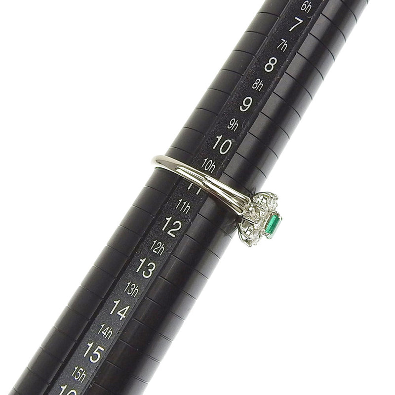 [Mikimoto] anillo de mikimoto / anillo PT900 platino x esmeralda x diamante 10 d0.29 e0.21 Damas grabadas anillo / anillo sa rango