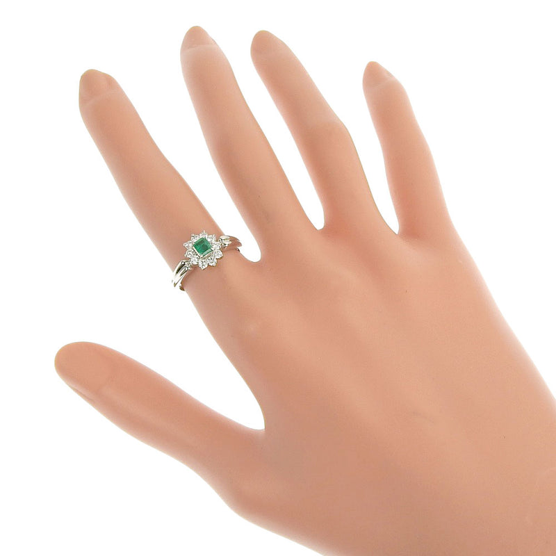 [Mikimoto] Mikimoto Ring / Ring Pt900 Platinum X Emerald X Diamond 10 D0.29 E0.21雕刻女士戒指 / Ring SA等级