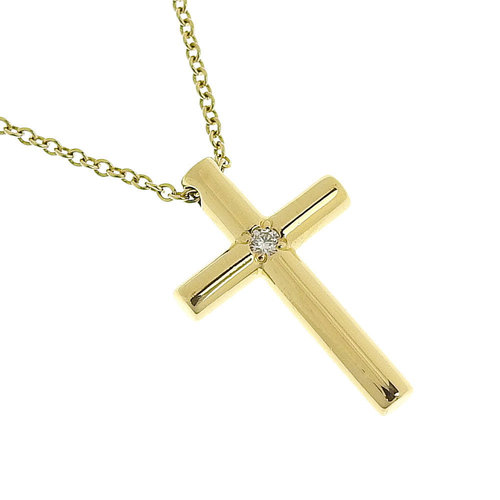 TIFFANY & CO.] Tiffany Cross necklace K18 Yellow Gold x Diamond