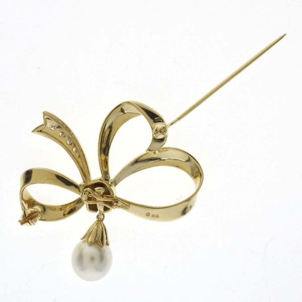 MIKIMOTO K18 パール ダイヤモンド ブローチ MIKIMOTO】ミキモト K18ゴールド×パール×ダイヤモンド ゴールド