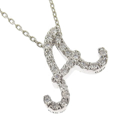 [PONTE VECCHIO] Ponte Vequio Initial A Necklace K18 White Gold x Diamond Silver D0.09 Engraved Ladies Necklace SA Rank
