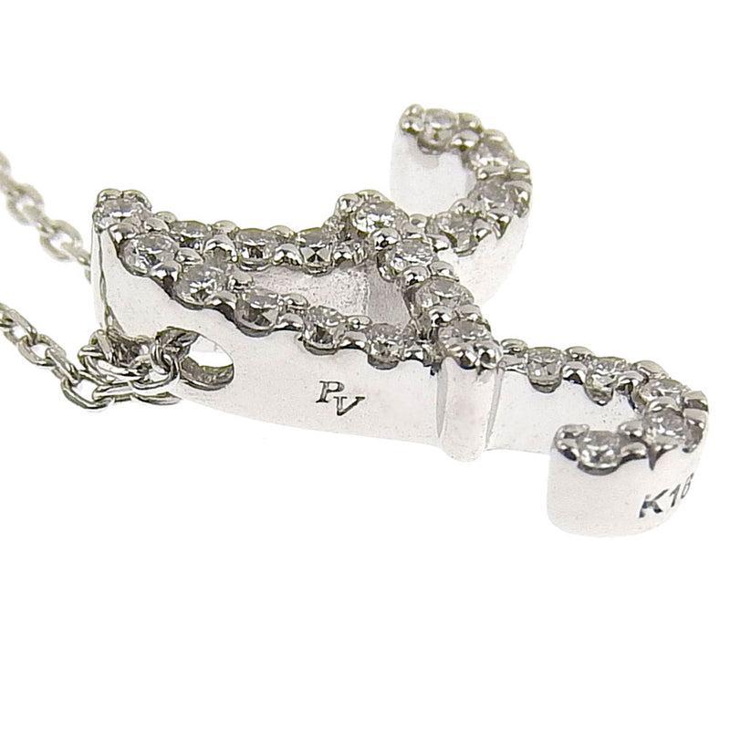 [PONTE VECCHIO] Ponte Vequio Initial A Necklace K18 White Gold x Diamond Silver D0.09 Engraved Ladies Necklace SA Rank
