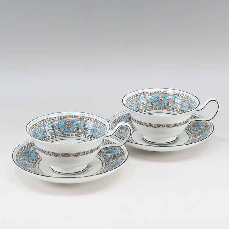 [Wedgwood] Wedgewood Florenteen Turouoise Cup & Saucer x 2 Porcelain_ 테이블웨어