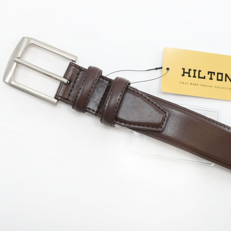 [希尔顿]希尔顿牛皮带未使用的储物小牛棕色男士皮带的等级