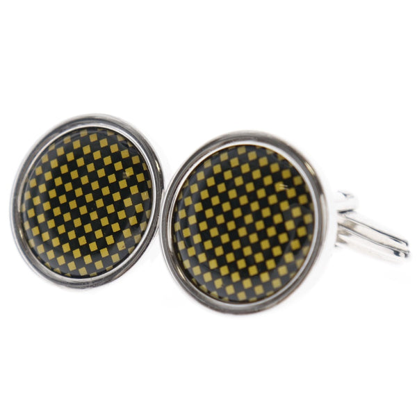 [DUNHILL] Dunhill Check Pattern Silver Men's Cuffs A Rank