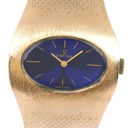 [ORFINA] Orphina 
 watch 
 17 JEWELS Stainless Steel Gold Hand-rolled Blue Dial Men's A-Rank