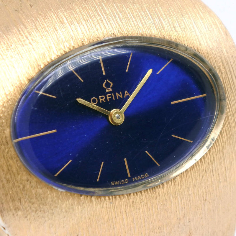 【ORFINA】オルフィナ
 腕時計
 17 Jewels ステンレススチール ゴールド 手巻き 青文字盤 メンズA-ランク