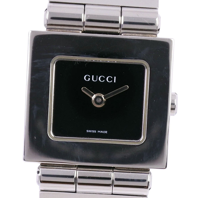 【GUCCI】グッチ
 腕時計
 600L ステンレススチール シルバー クオーツ 黒文字盤 レディース