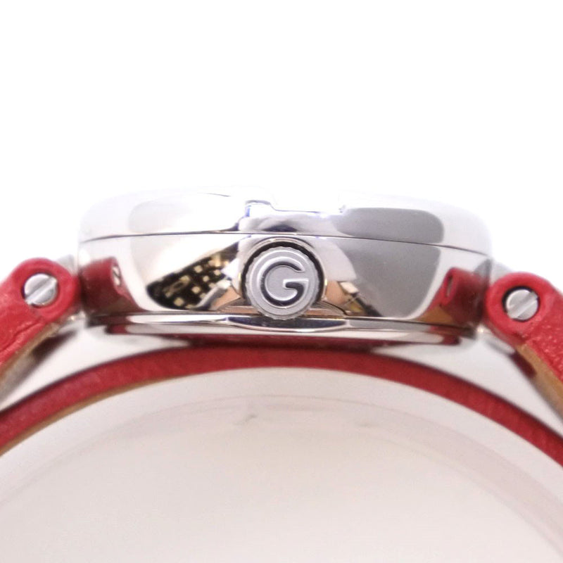 [Gucci] Gucci 3p Diamond Dual Belt 134.5 Reloj de acero inoxidable x cuero de cuero rojo dial de caparazón A-Rank