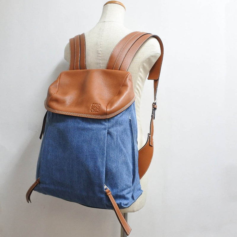 [Loewe] Loewe T -Backpack Small Denim X Calf Blue/Tea Unisex Backpack/Daypack A Rank