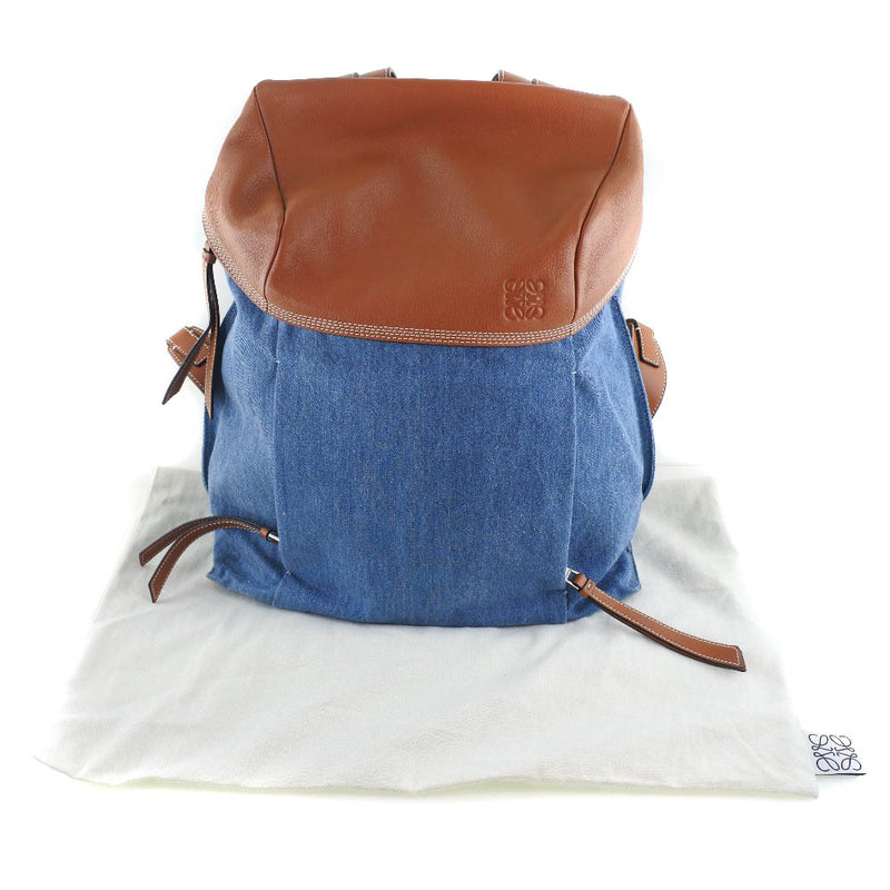 [loewe] loewe t -backpack小牛仔布x小牛蓝色/茶中的背包/daypack a等级