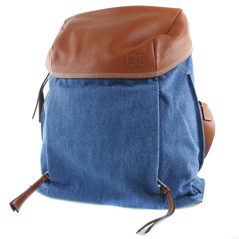[loewe] loewe t -backpack小牛仔布x小牛蓝色/茶中的背包/daypack a等级