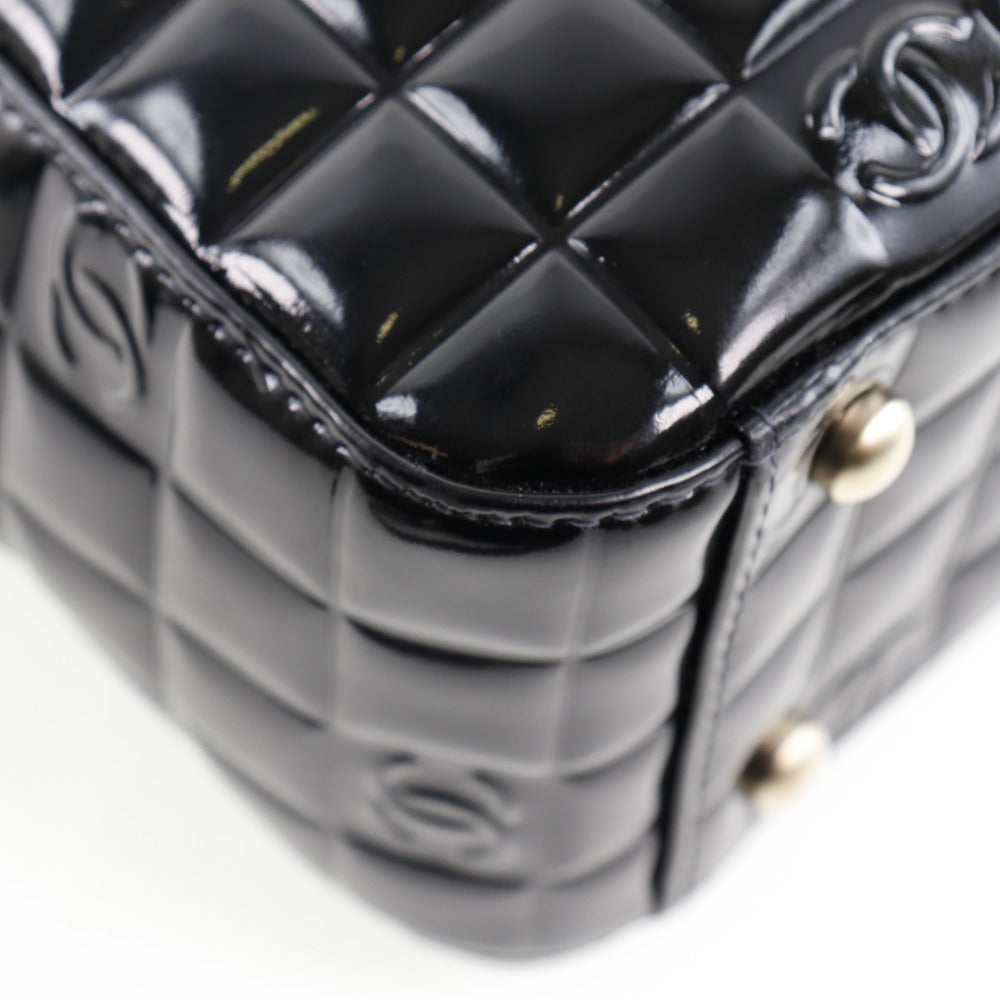 CHANEL】シャネル チョコバー エナメル 黒 レディース ハンドバッグ