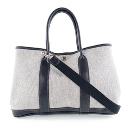 [HERMES] Hermes Garden Party TPM Towal Ish x Calf Black/Gray □ H -engraved Ladies Handbag A Rank