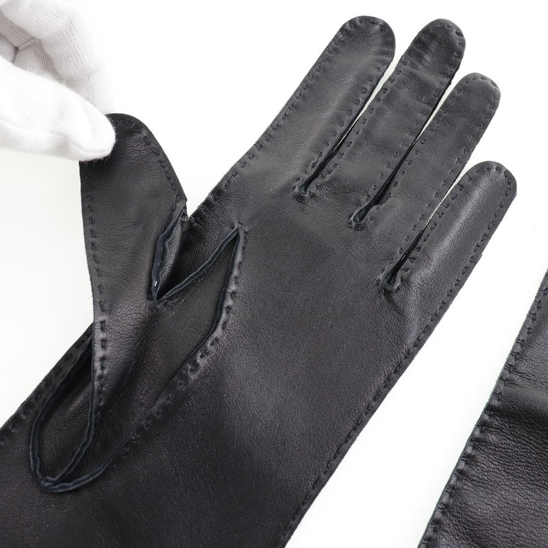[Hermes] Guantes de guantes Hermes 001772G-01-065 Calf noir Glove Black Ladies S Rank
