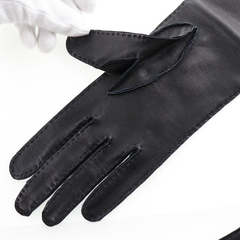 [HERMES] Hermes gloves gloves 001772G-01-065 Calf Noir Black GLOVE Ladies S rank