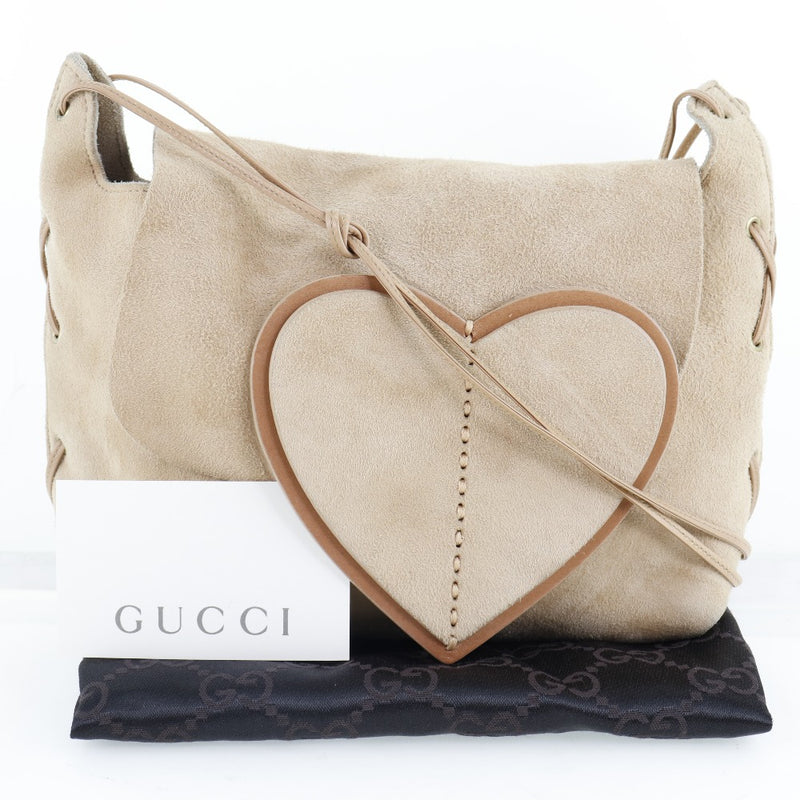 [GUCCI] Gucci Heart 95107 Shoulder Bag Swedy Beige Ladies Shoulder Bag