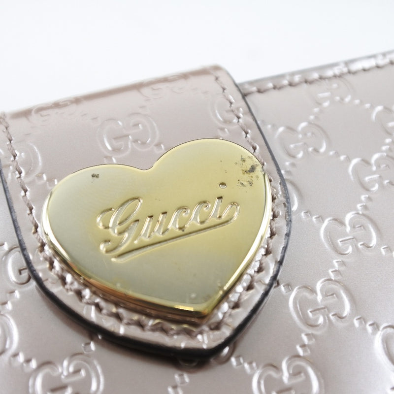 [GUCCI] Gucci Micro GG Shima 203550 Long Wallet Pattern Leather Metallic Pink Ladies Wallet A-Rank
