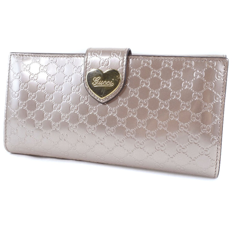 [Gucci] Gucci Micro GG Shima 203550 Patrón de billetera larga Cuero Metálico Pink Ladies Willet A-Rank