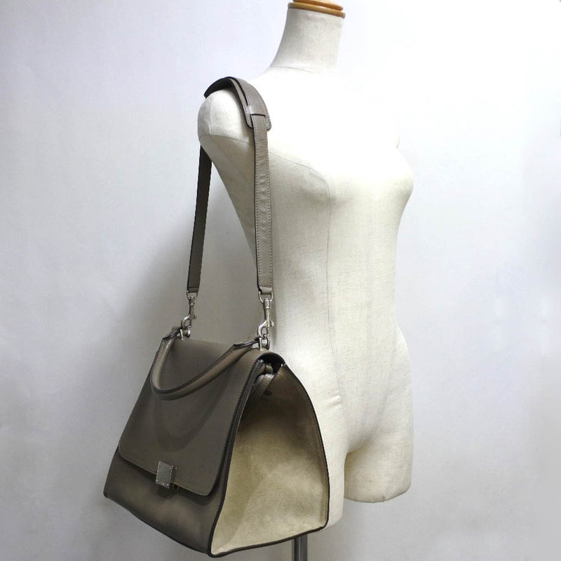 [Celine] Celine Trapese shoulder bag Calf x Swedy Gray Ladies Shoulder Bag A Rank