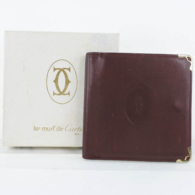[Cartier] Cartier Bi -Fold Wallet Calf Bordeaux unisex bi -fold钱包
