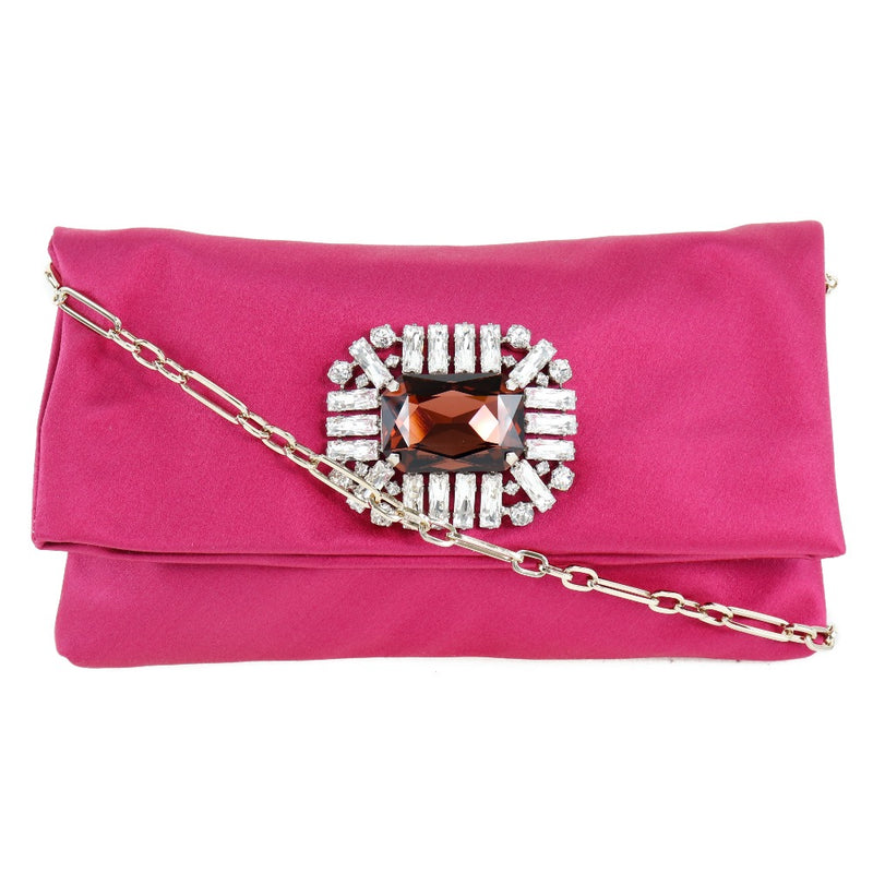 [Jimmy Choo] Jimmy Choo Titania Cadena Hombro Saño Satin X Rhinestone Pink Ladies Shoulder Bag A Rank