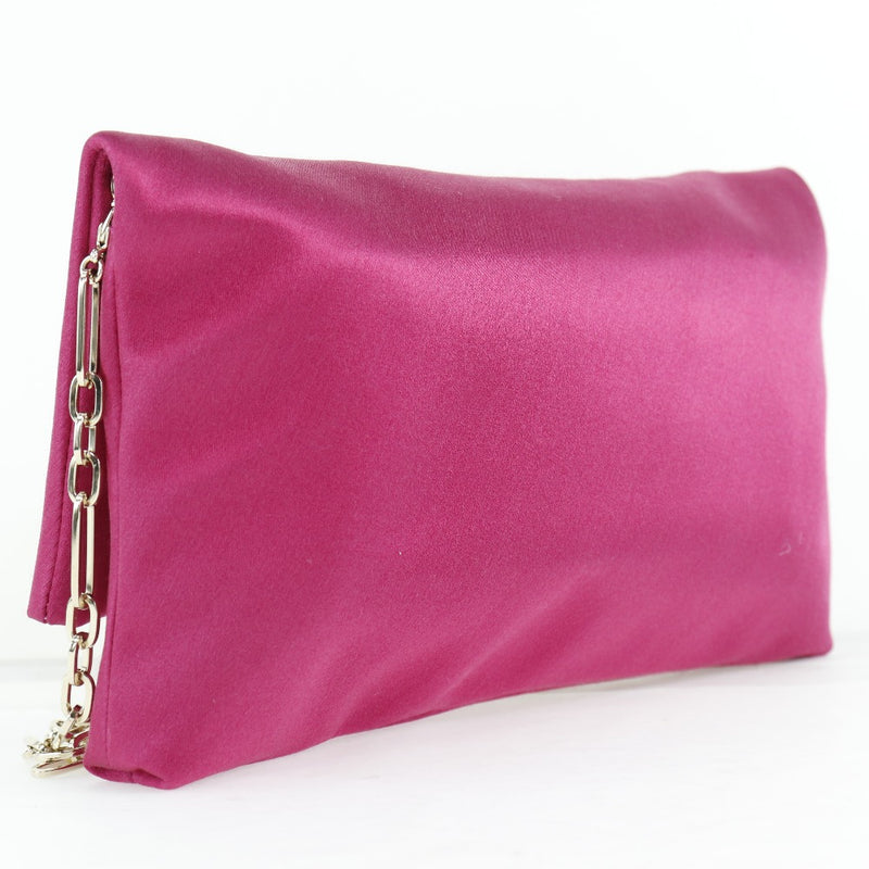 [JIMMY CHOO] Jimmy Choo Titania Chain Shoulder Shoulder Bag Satin x Rhinestone Pink Ladies Shoulder Bag A Rank