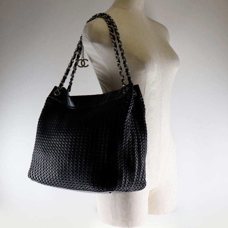 CHANEL] Chanel Chain bag braided shoulder bag Calf Black Ladies