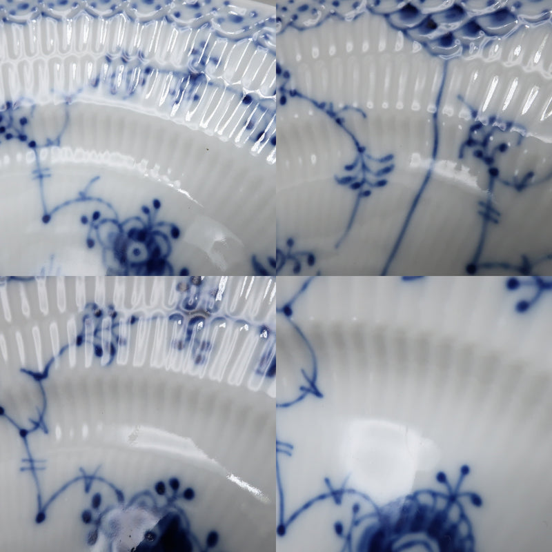 [Royal Copenhagen] Royal Copenhague Blue Fluteed Half Lace Cup & Saucer & 2 Set_ Waterware A Rank