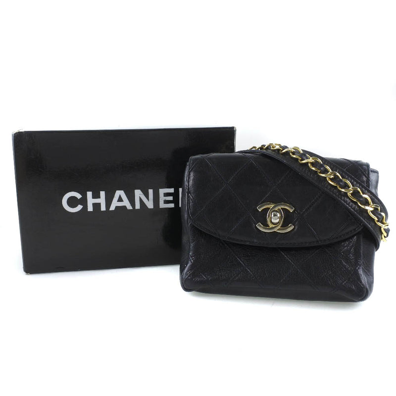 [Chanel] Chanel West Pouch 70/28 Bicolorore West Bag Ram Piel de las damas negras Bolsa oeste