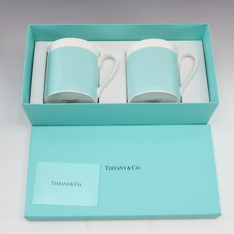 【TIFFANY&Co.】ティファニー
 カラーブロック マグカップ×2 ポーセリン _ 食器
Sランク