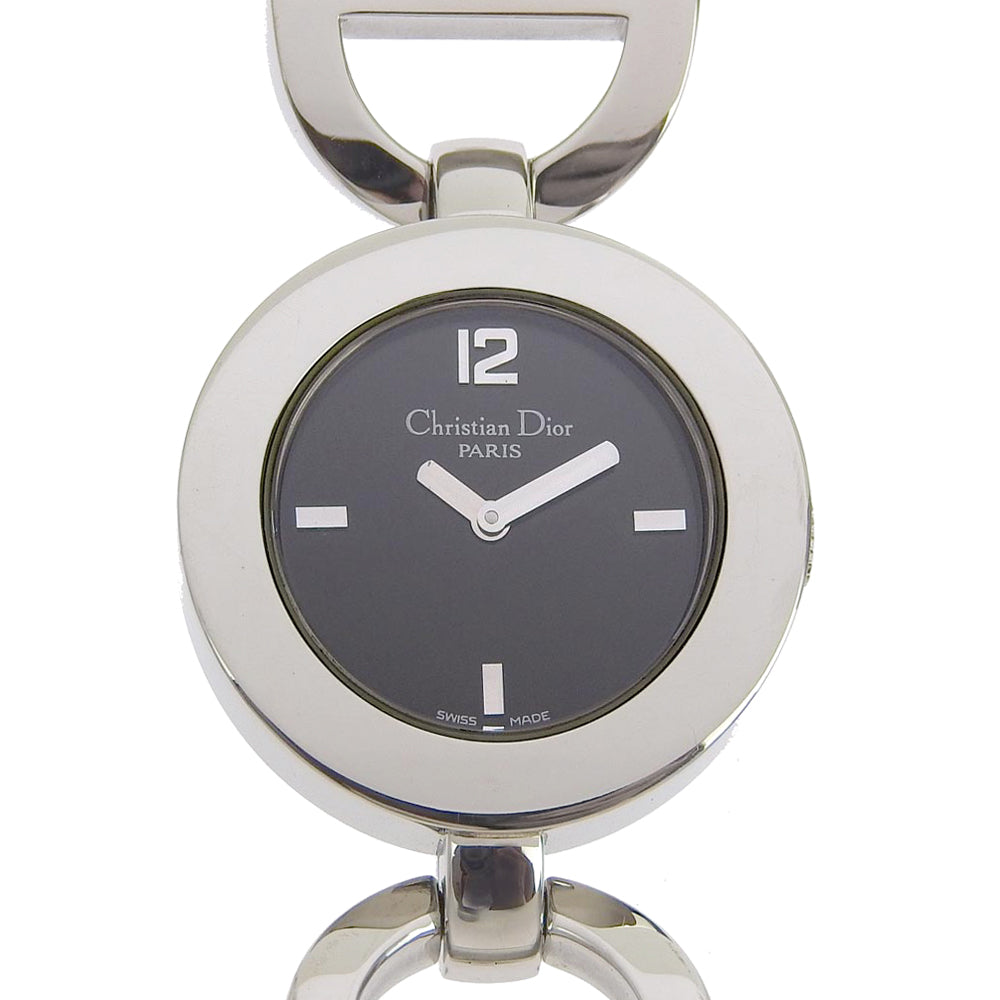 【Dior】クリスチャンディオール, マリス CD022110 ステンレススチール クオーツ アナログ表示 レディース 黒文字盤 腕時計, A-ランク