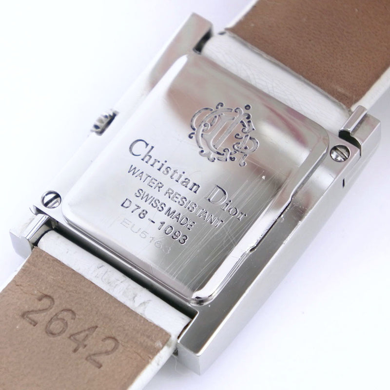 【Dior】クリスチャンディオール
 マリス D78-1093 ステンレススチール×レザー 白/ピンク クオーツ レディース ホワイトシェル文字盤 腕時計
Aランク