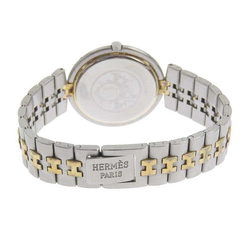 [Hermes] Hermes Perfil de acero inoxidable X Reloj analógico de cuarzo plateado de oro