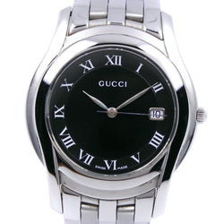 [GUCCI] Gucci 5500m Stainless steel Quartz Analog display Men's Black Dial Watch A-Rank
