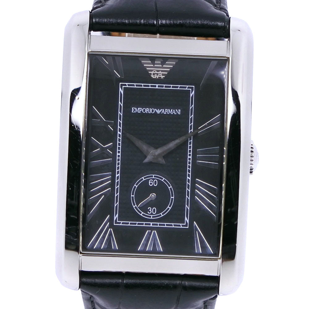 [ARMANI] Emporio Armani, AR1604 Stainless Steel x Leather Quartz Small  Second Men's Black Dial Watch