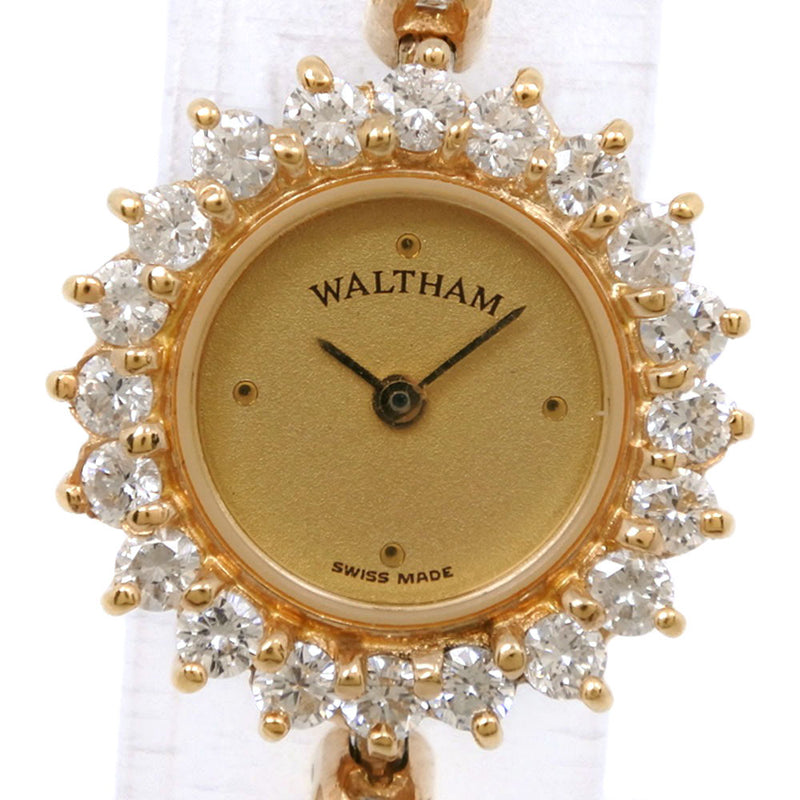 [WALTHAM] Waltham Diamond Bezel 93270.65 K18 Yellow Gold x Diamond Gold Quartz Analog Ladies Gold Dial Watch