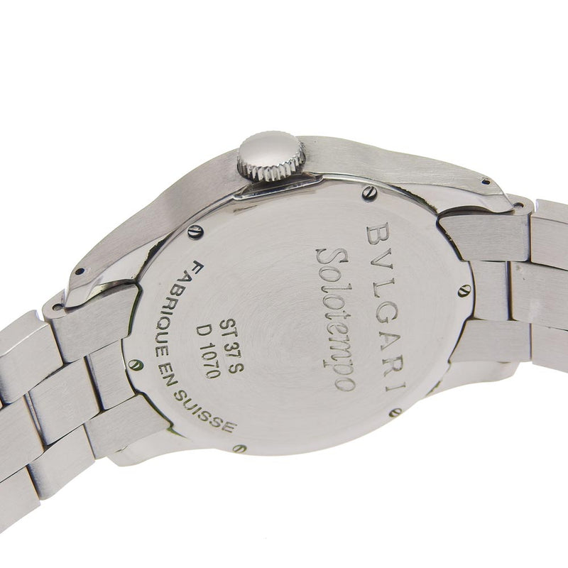 【BVLGARI】ブルガリ ソロテンポ ST37S ステンレススチール シルバー クオーツ アナログ表示 メンズ 黒文字盤 腕時計