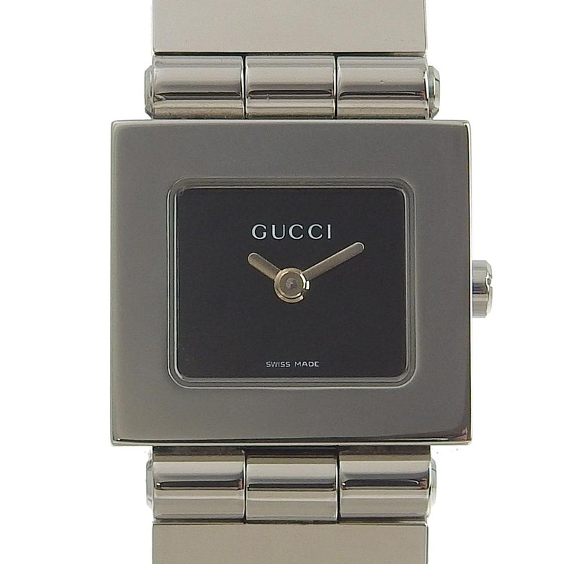 [GUCCI] Gucci 660L Stainless Steel Silver Quartz Analog Ladies Black Dial Watch A-Rank