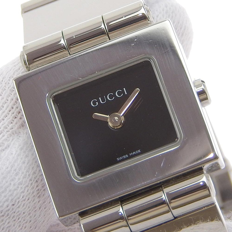 [GUCCI] Gucci 660L Stainless Steel Silver Quartz Analog Ladies Black Dial Watch A-Rank