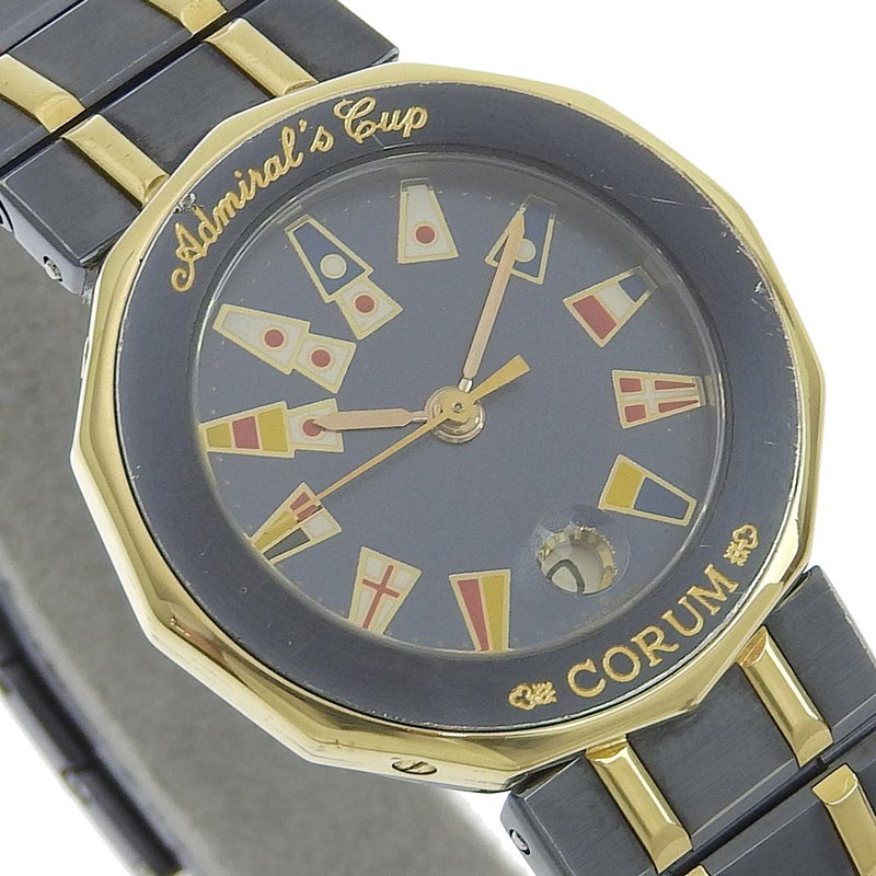 [Corum] Colm Admiral 's Cup Watch 39.610.31 V052 도박 × YG Navy Quartz 아날로그 디스플레이 Navy Dial Admirals Cup Ladies
