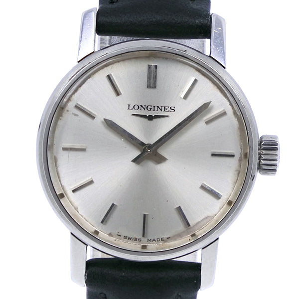 [LONGINES] Longines Cal.5601 Stainless steel x Leather hand-wound Ladies Silver Dial Watch B-Rank