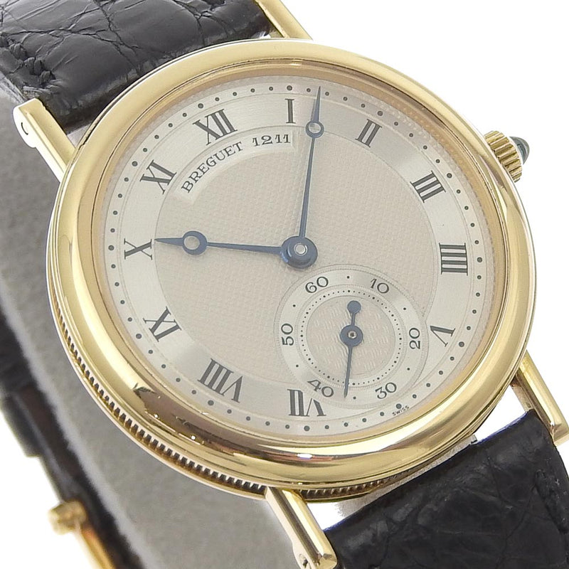 【Breguet】ブレゲ
 クラッシック 8170BA/12/242 K18イエローゴールド×レザー 黒 手巻き スモールセコンド メンズ アイボリー文字盤 腕時計
A-ランク