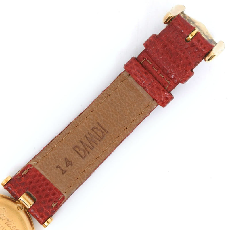 [Cartier] Cartier Mast Vandome Silver 925 x Reloj analógico de cuarzo de oro de cuero damas de marcación roja