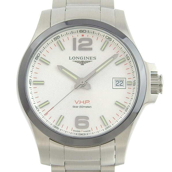 [LONGINES] Longine V.H.P L3.719.4.76.6 Stainless steel Steel Silver Quartz Analog Display Men White Dial Watch A Rank