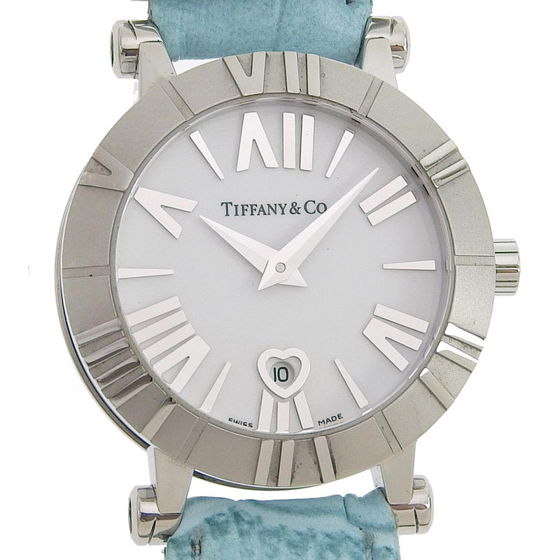 [Tiffany＆Co。] Tiffany Atlas Z1300.11.11A31A41A不锈钢X皮革浅蓝色石英模拟显示男孩拨号拨号拨号拨号