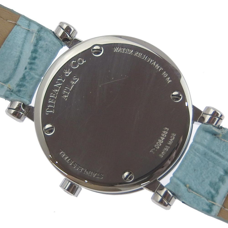 【TIFFANY&Co.】ティファニー
 アトラス Z1300.11.11A31A41A  ステンレススチール×レザー 水色 クオーツ アナログ表示 ボーイズ 白文字盤 腕時計
Aランク