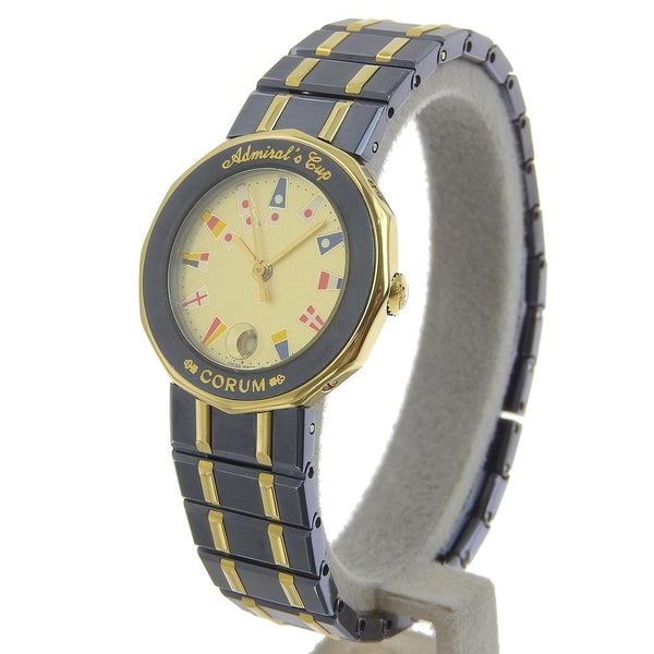 [CORUM] Colm Admirals Cup 39.610.31V52B Gambles × K18 Yellow Gold Navy Quartz Analog Display Ladies Gold Dial Watch