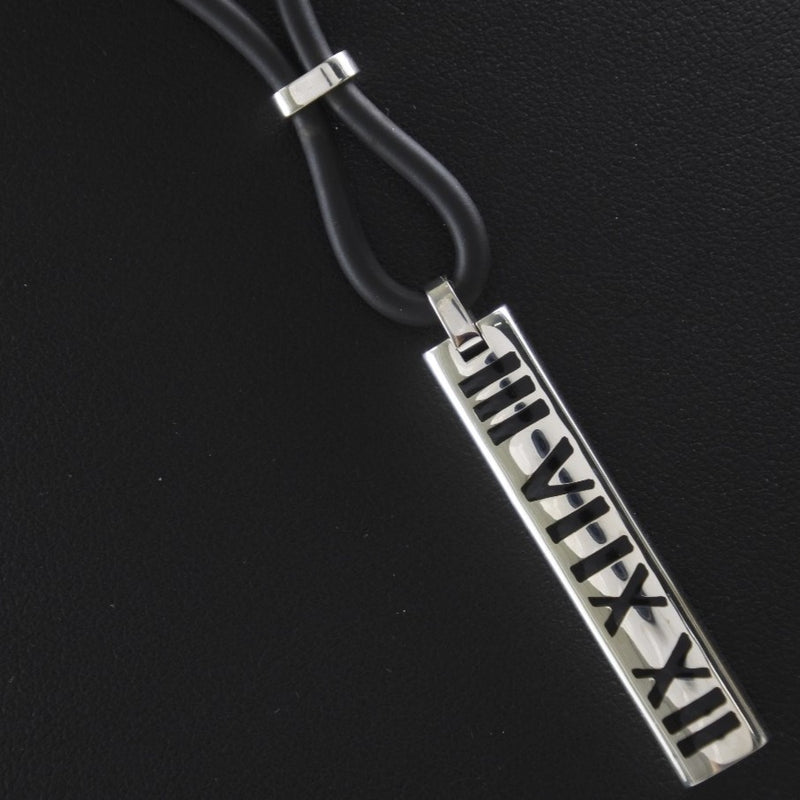 [TIFFANY & CO.] Tiffany Atlas Choker Silver 925 × Rubber Black Unisex Necklace A+Rank