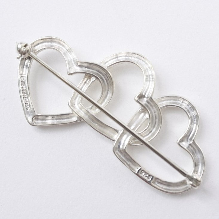 [TIFFANY & CO.] Tiffany Triple Heart Silver 925 Ladies Broo A+Rank